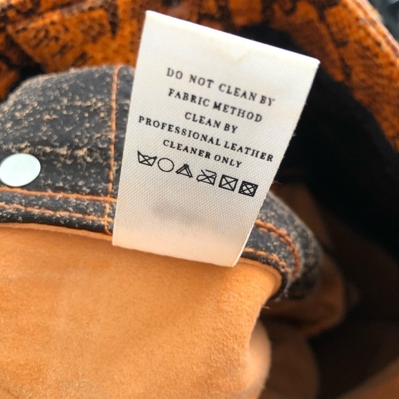 Grlfrnd Orange Snake Print Leather Straight Leg Pants 26 - Picture 13 of 13